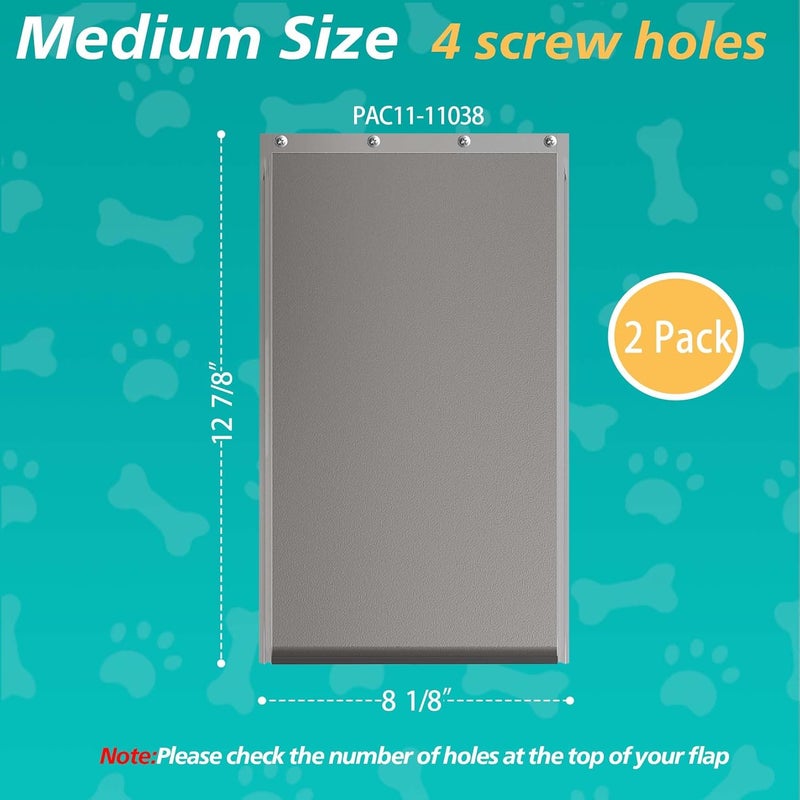 MOLYLY 2PACK Medium Dog Door Replacement Flaps with Screws, Compatible with Petsafe Freedom PAC11-11038, Weather-Proof & Warp-Resistant, Dog and Cat Flap, 12 7/8'' × 8 1/8'' - Image 2